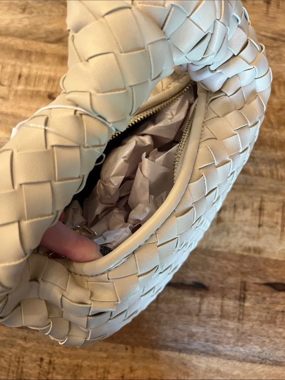 Urban Expressions Woven Knot-Top Hobo Bag - Beige